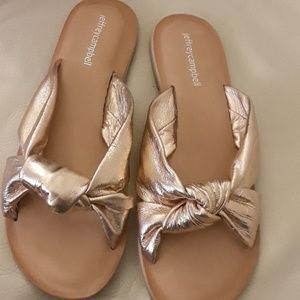 Jeffrey Campbell Rose gold slides